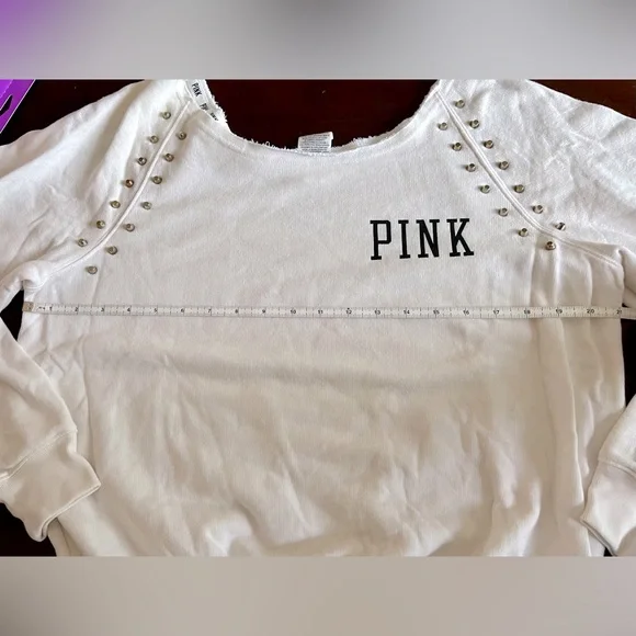 VS PINK Off-Shoulder Stud Sweatshirt - Picture 5 of 8